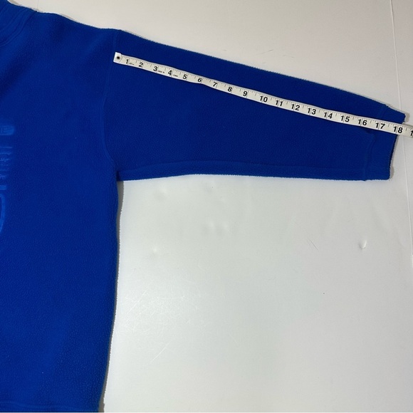 Vtg 80s Limited Fleece Pullover Blue Embroidered Floral Stamped Logo - Picture 6 of 7